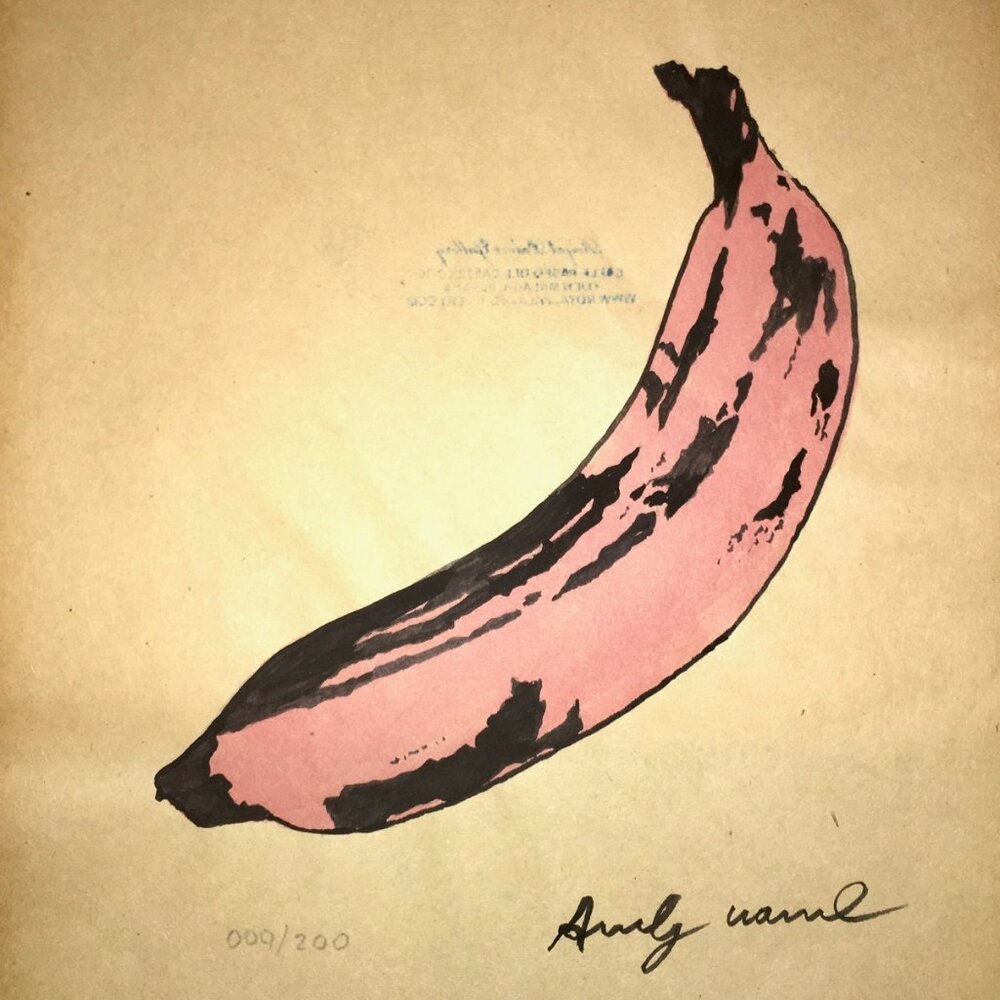 ANDY WARHOL ORIGINAL SIGNED PINK BANANA PAINTING/PRINT 9X11 SIGNED AND NUMBERED